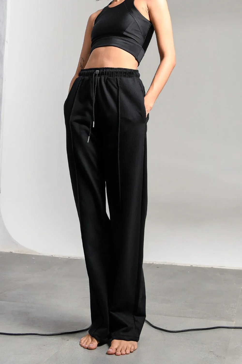 Black Pleated Sweatpants