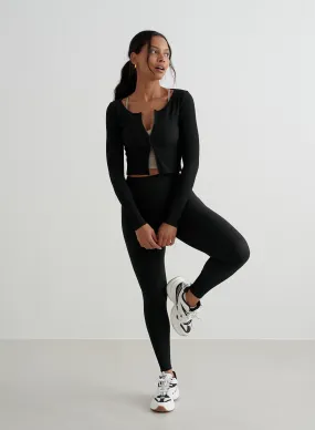 Black Ribbed Performance Cardigan Set