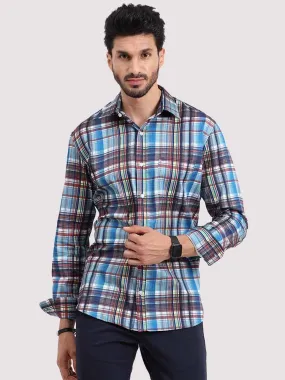 Blue Brown Checks Printed Full Sleeve Shirt