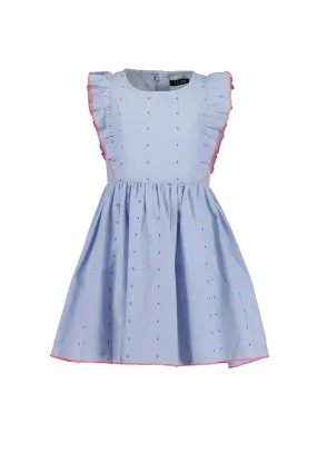 Blue Seven Girls Pleated Round Neck Dress, Blue