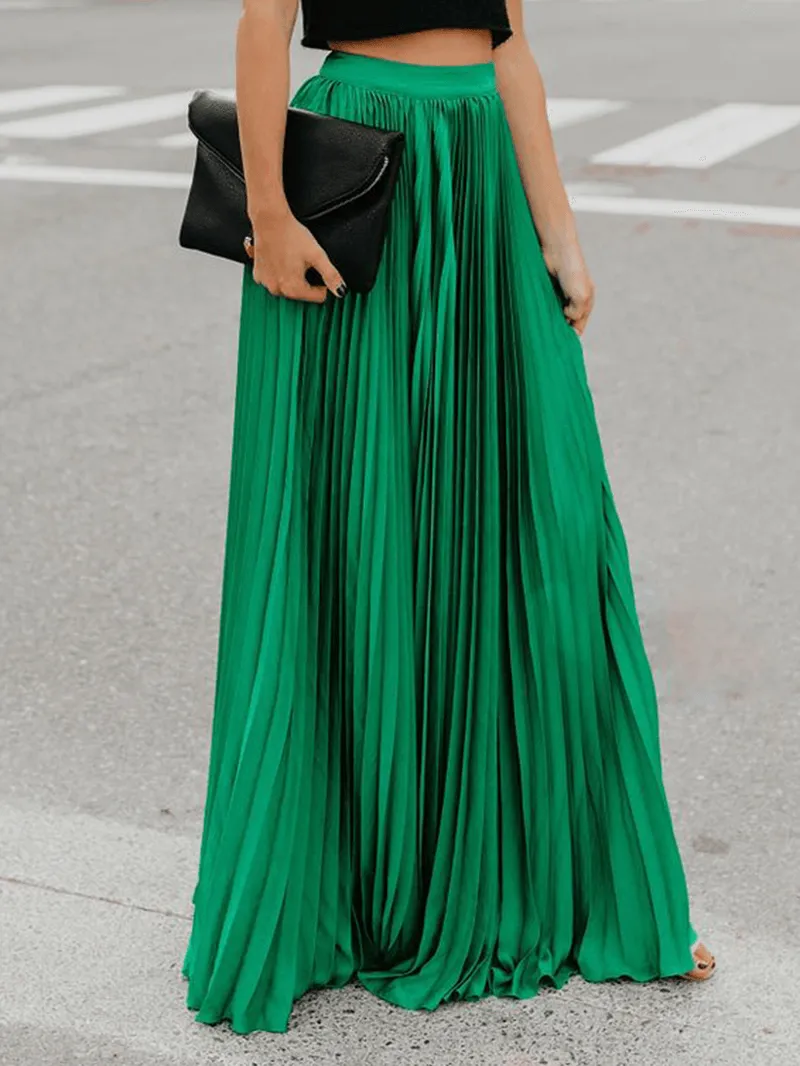 Boho Elastic Waist Pleated Skirts