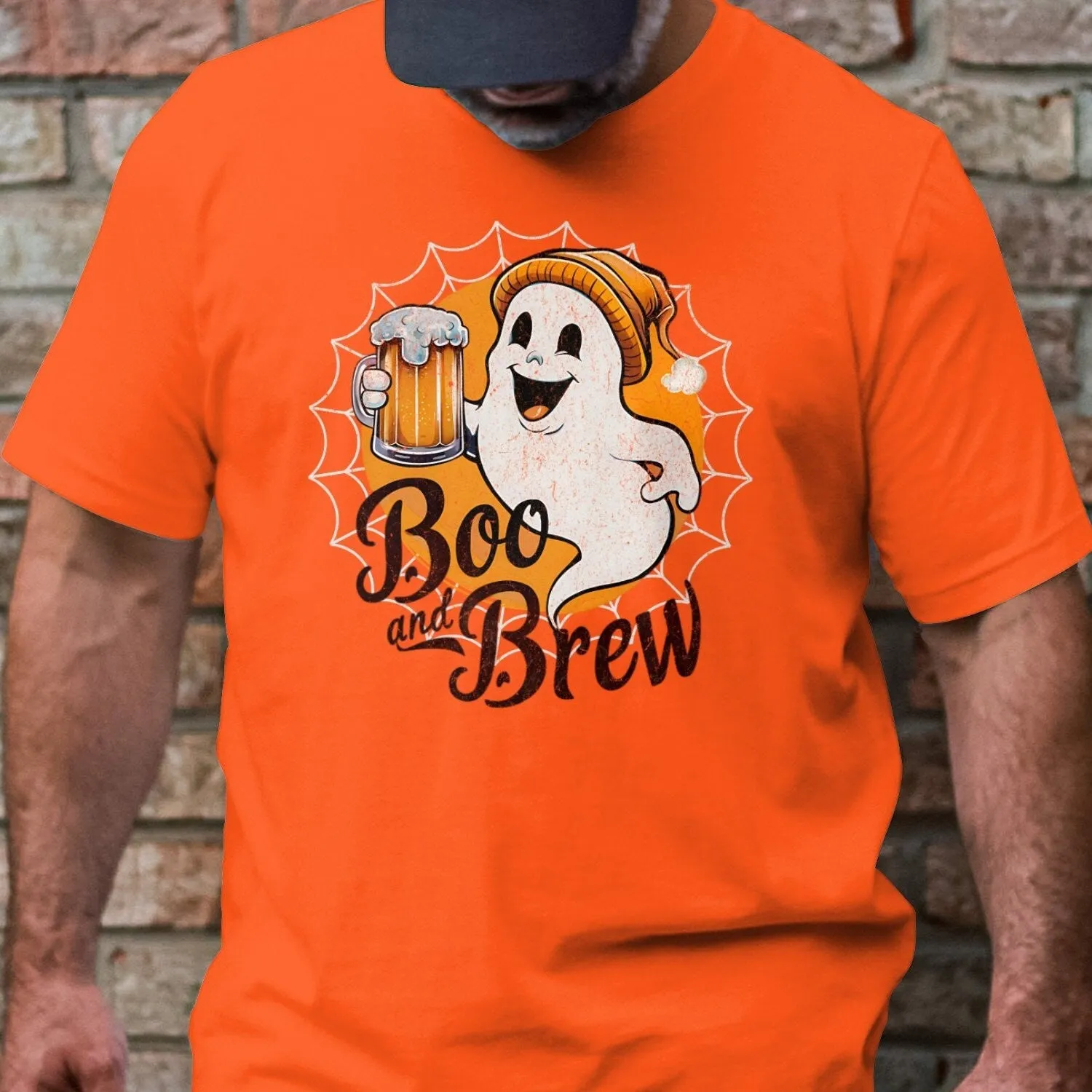 Boo and Brew Ghost Holding Beer Halloween T-Shirt, Cute Ghost Design Funny Drinking Tee, Halloween Party Shirt, Ghost Drinking Sweatshirt