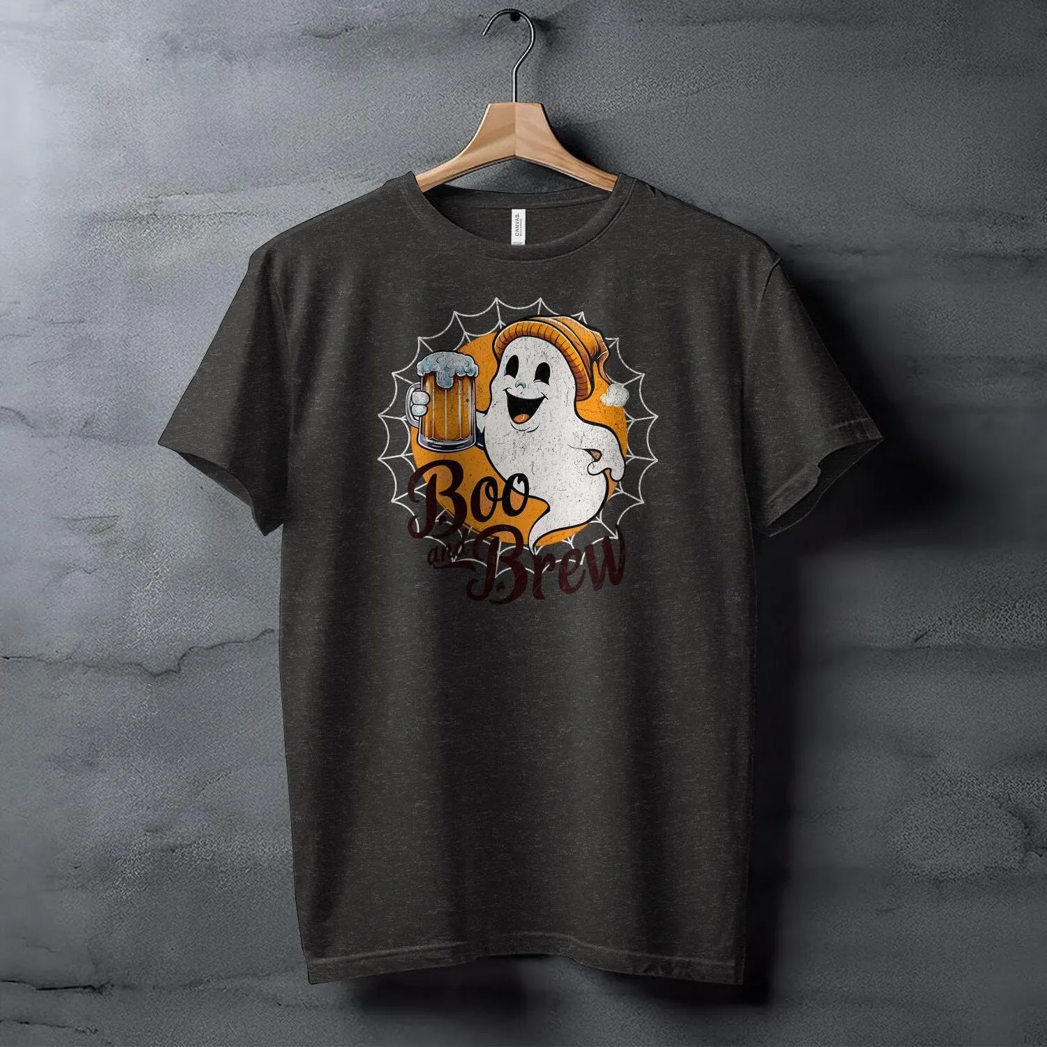 Boo and Brew Ghost Holding Beer Halloween T-Shirt, Cute Ghost Design Funny Drinking Tee, Halloween Party Shirt, Ghost Drinking Sweatshirt