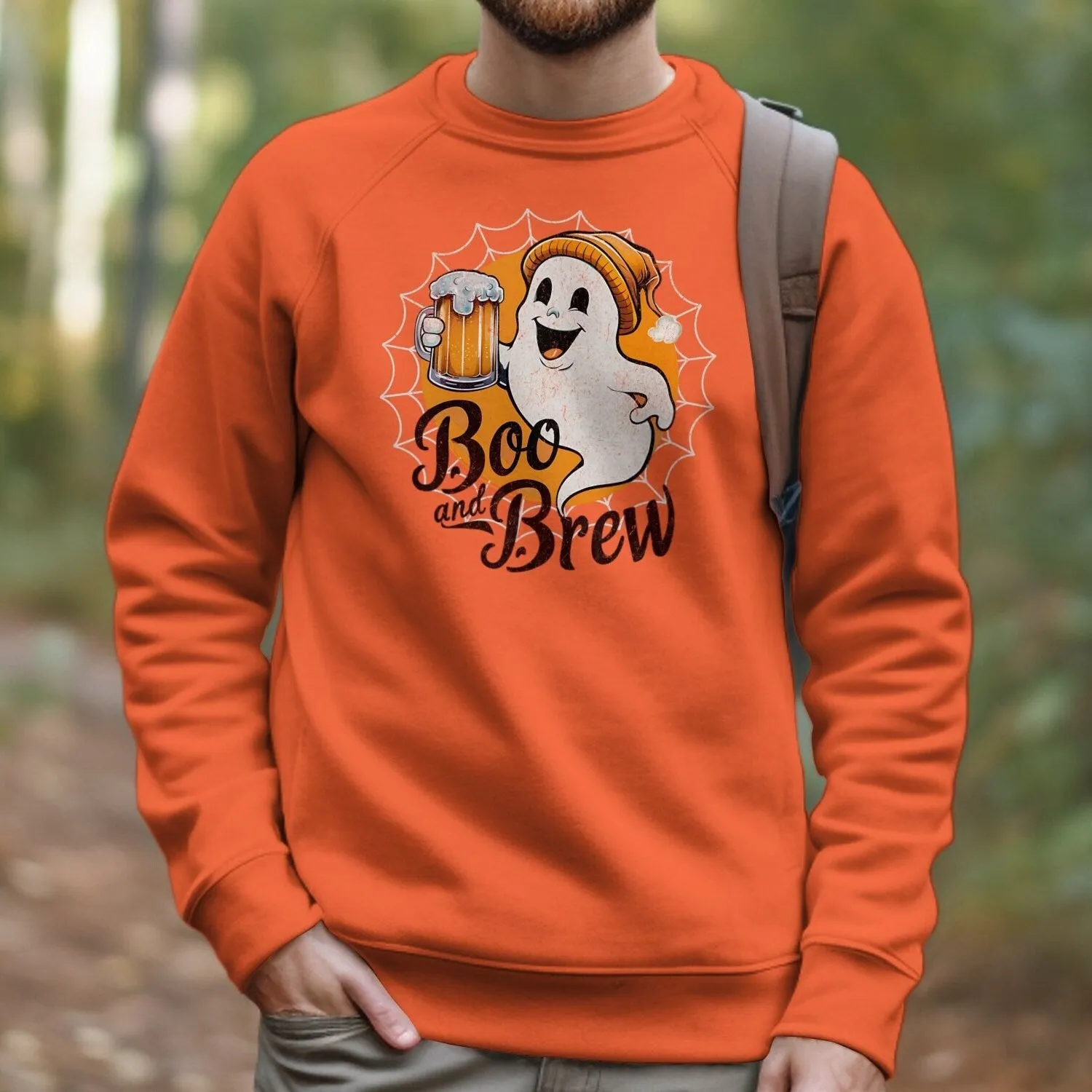 Boo and Brew Ghost Holding Beer Halloween T-Shirt, Cute Ghost Design Funny Drinking Tee, Halloween Party Shirt, Ghost Drinking Sweatshirt