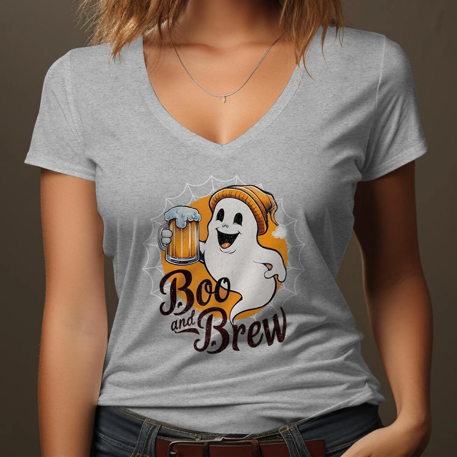 Boo and Brew Ghost Holding Beer Halloween T-Shirt, Cute Ghost Design Funny Drinking Tee, Halloween Party Shirt, Ghost Drinking Sweatshirt