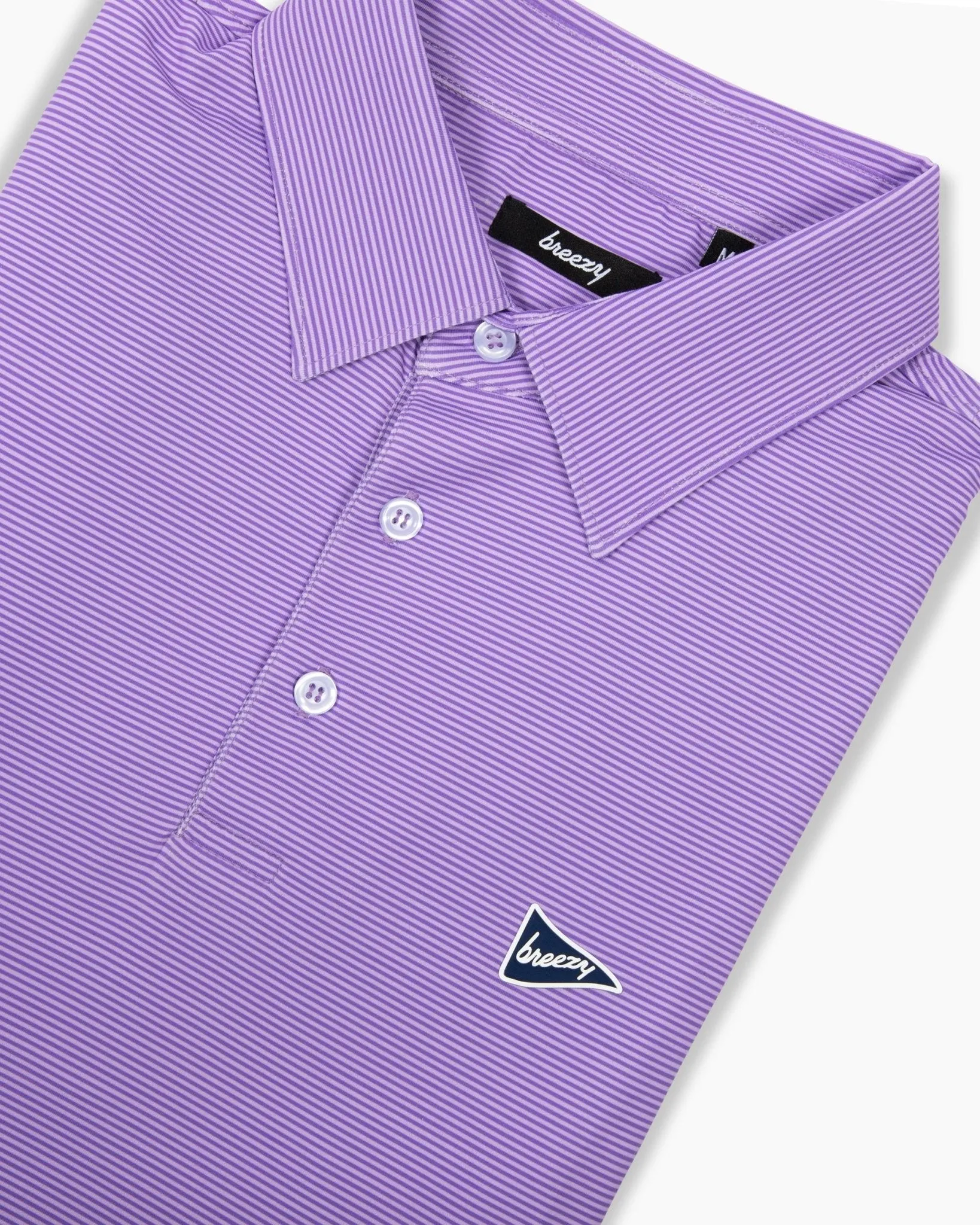 Breezy Golf The Purple Stripe Polo Shirt in Dark Purple Lavender