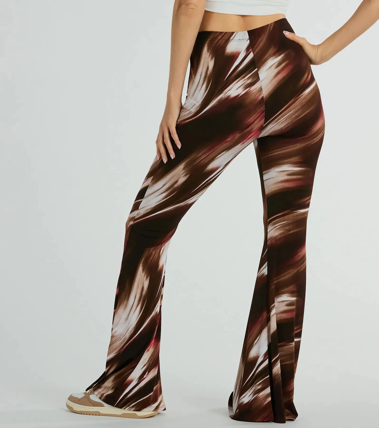 Brush Stroke High-Rise Flare Pants