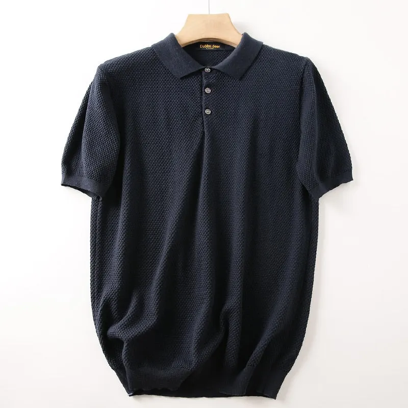 Business Knitting Polo Short Sleeve T-shirt Man