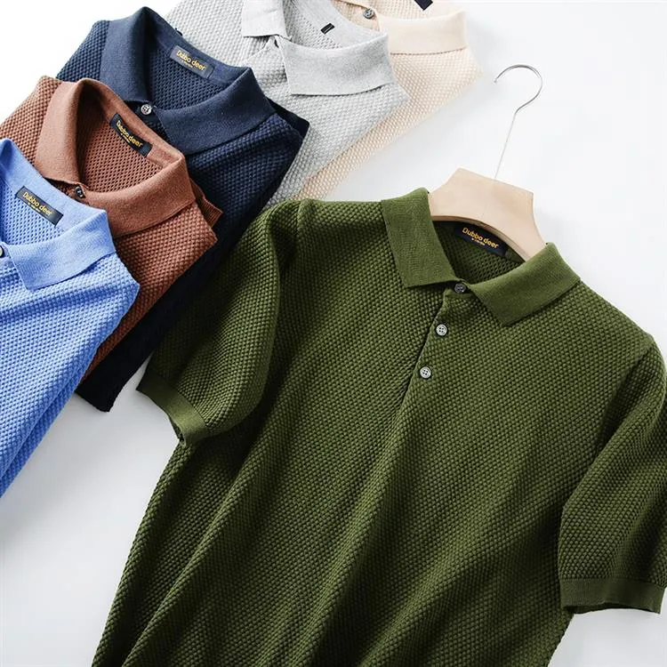 Business Knitting Polo Short Sleeve T-shirt Man