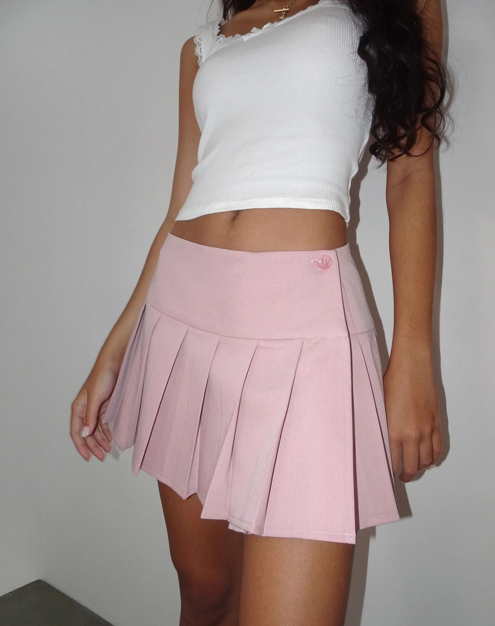 Casini Pleated Micro Skirt in Pink