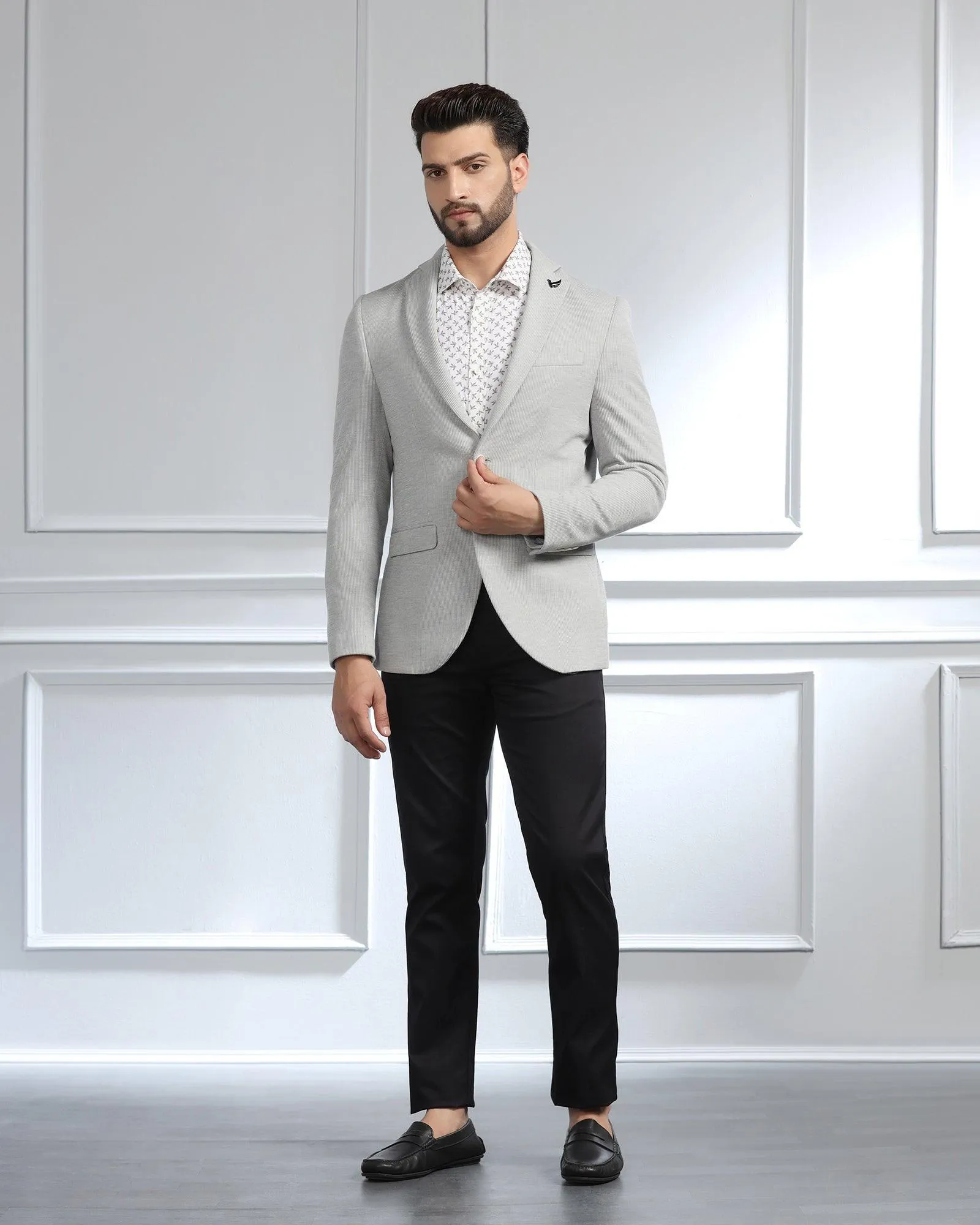 Casual Grey Textured Blazer - Remus