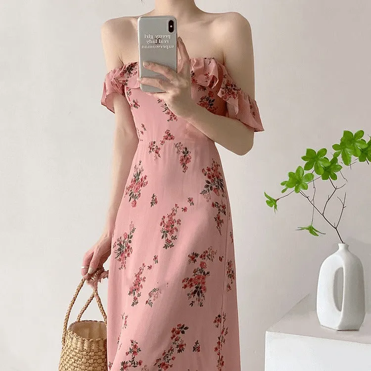 Chic Vintage Flouncing Square Collar Floral Print Slip Dress