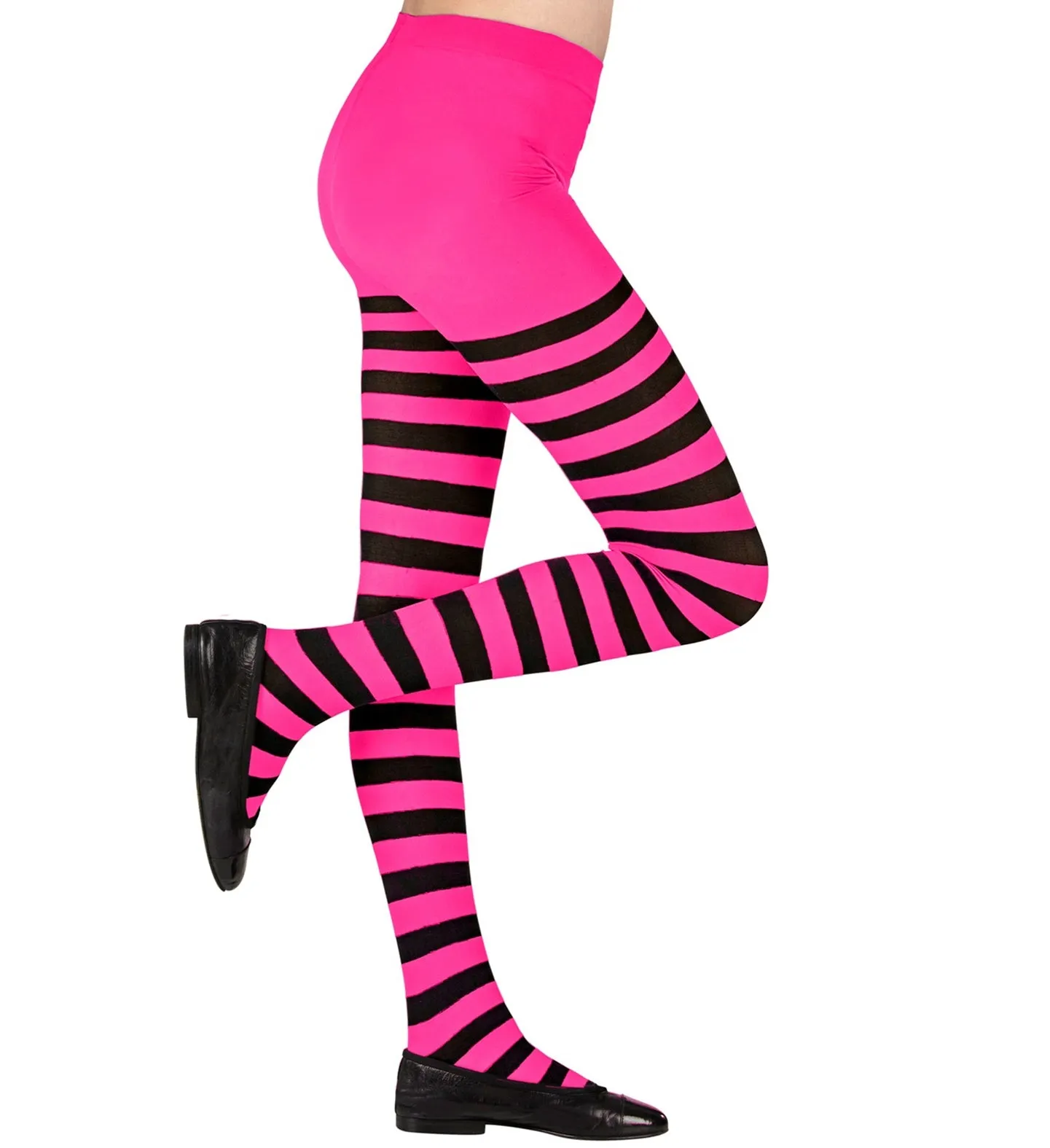 Children's Pink and Black Striped Tights