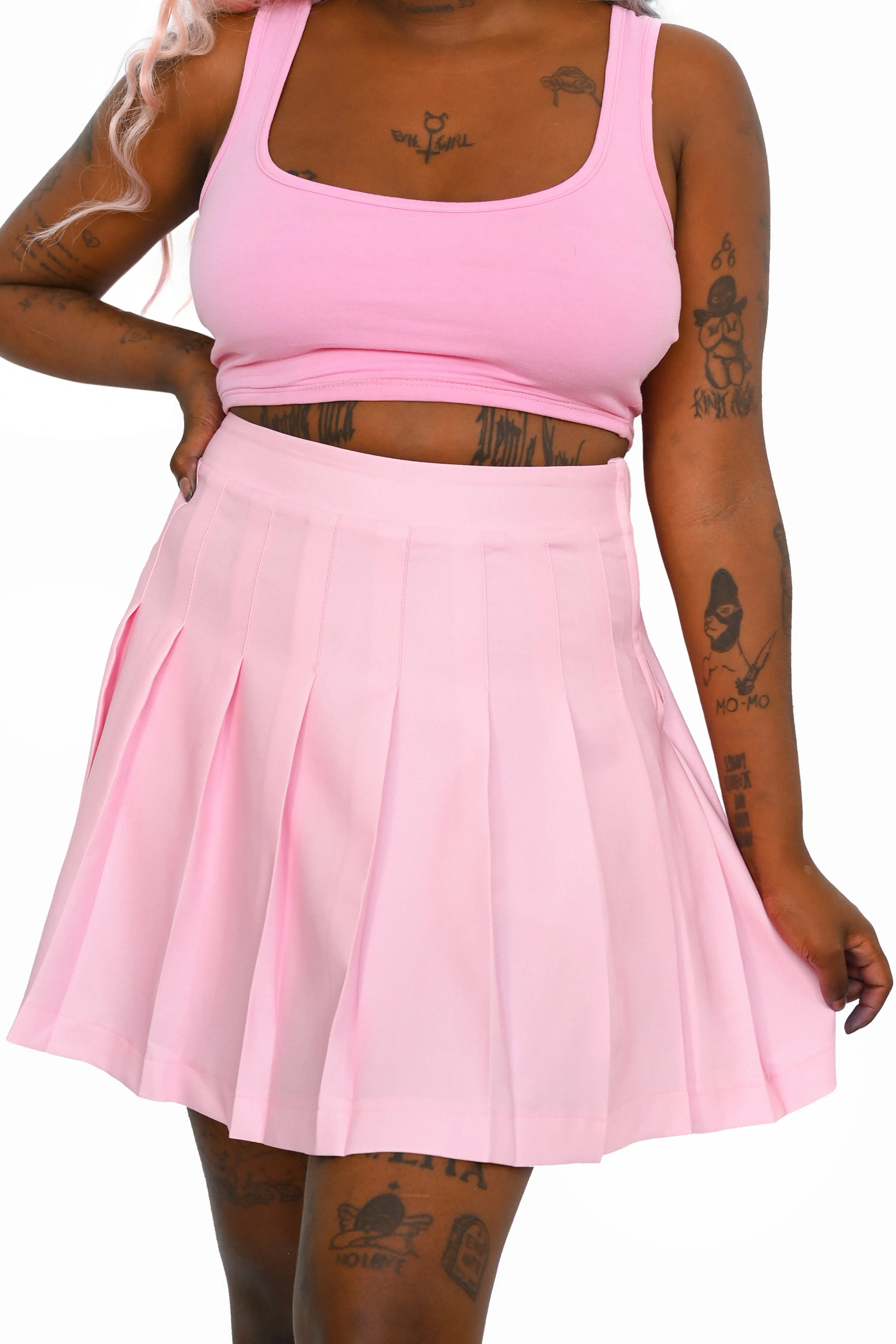 Claire Pleated Skirt - Pink