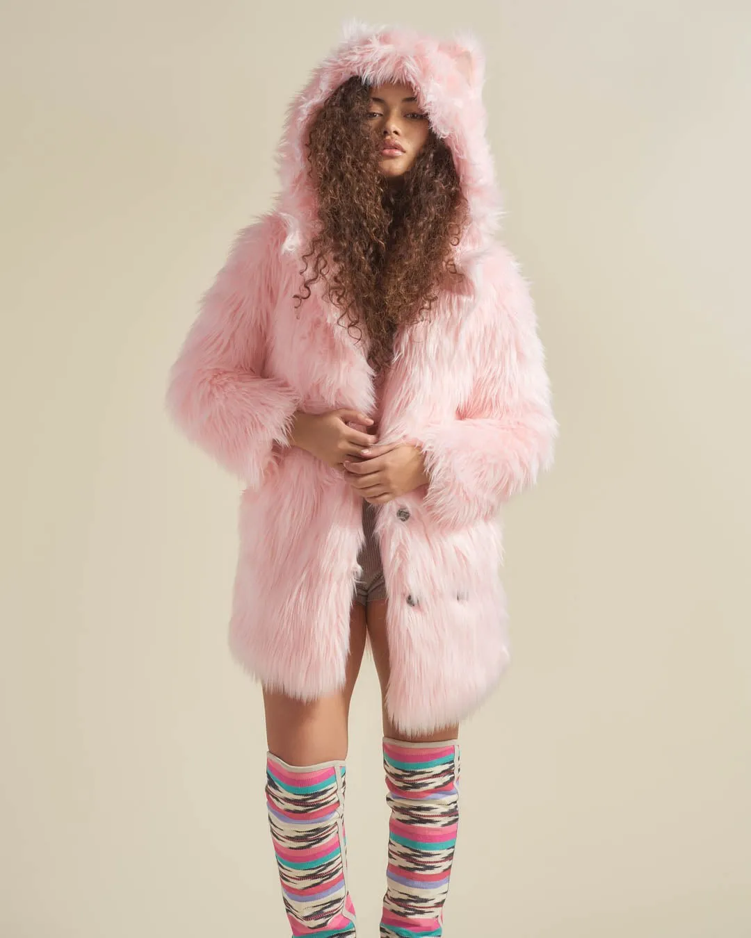 Classic Women's Pink Faux Fur Coat | Flamingo Wolf