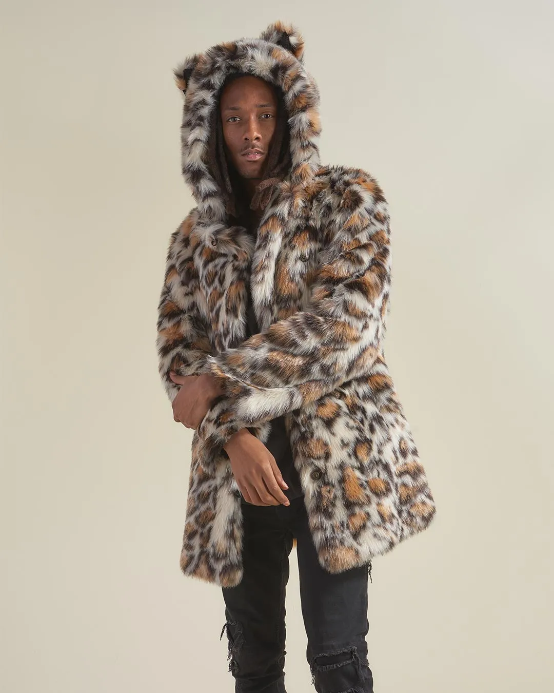 Clouded Leopard Classic Faux Fur Coat | Men's