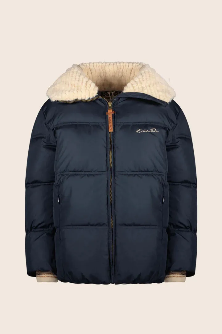 coat puffer removable fur - navy-190