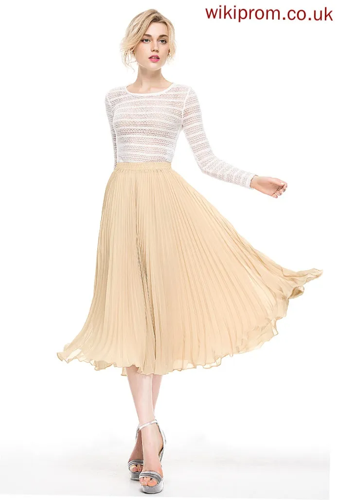 Cocktail Skirt With Cocktail Dresses Pleated A-Line/Princess Tea-Length Jordyn Chiffon