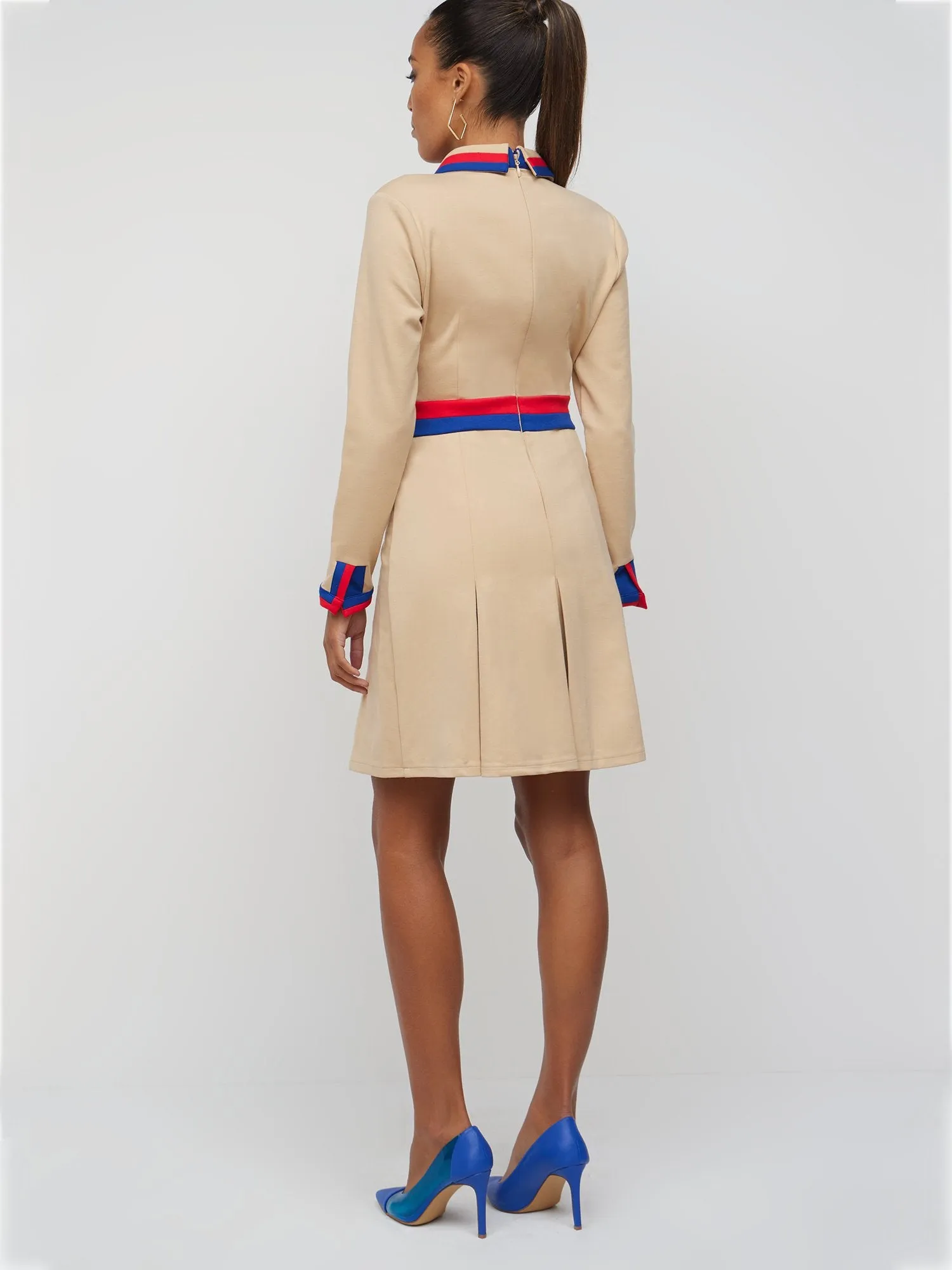 Colorblock Collared Flare Dress - Superflex