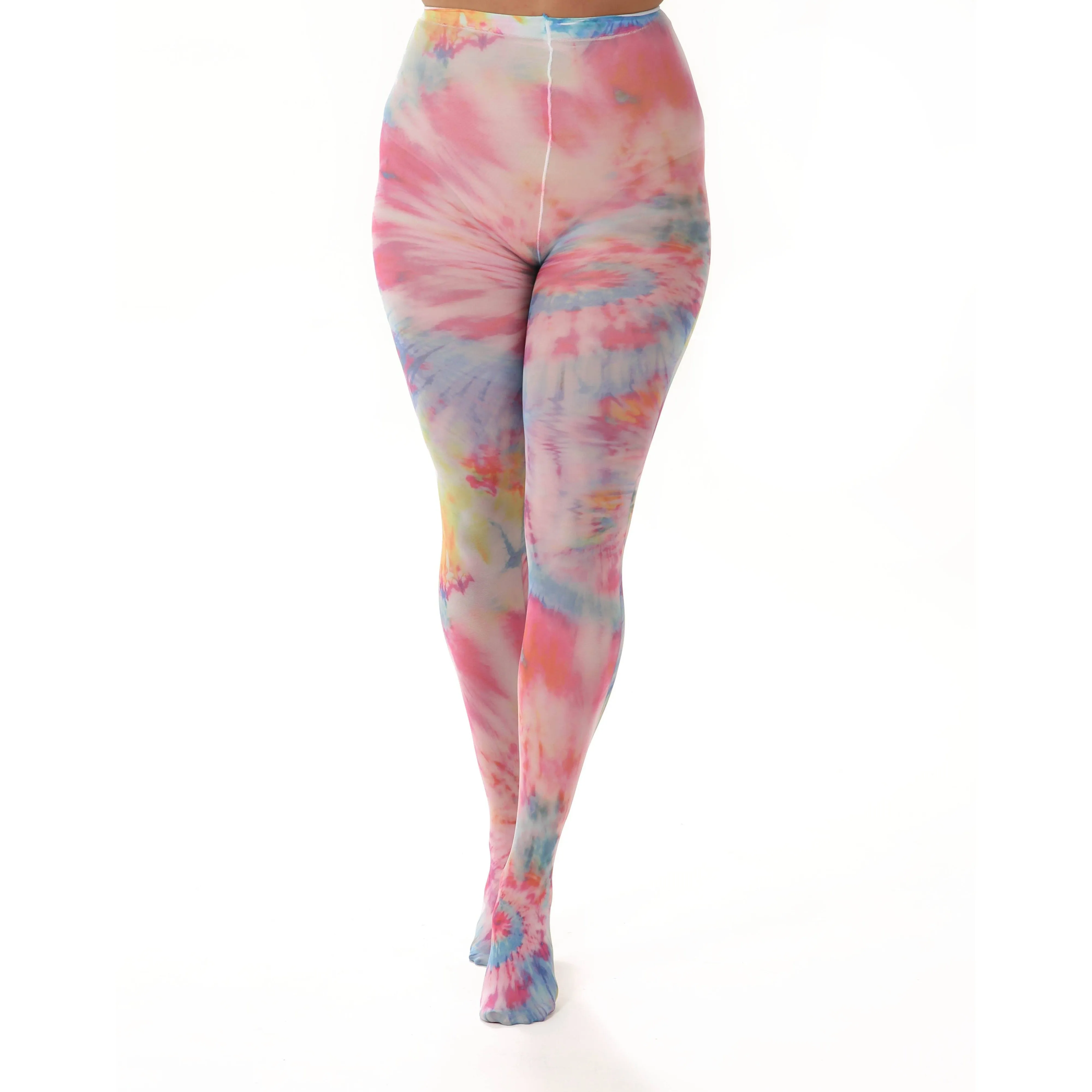 Colour Burst Tie Dye Printed Tights | One Size