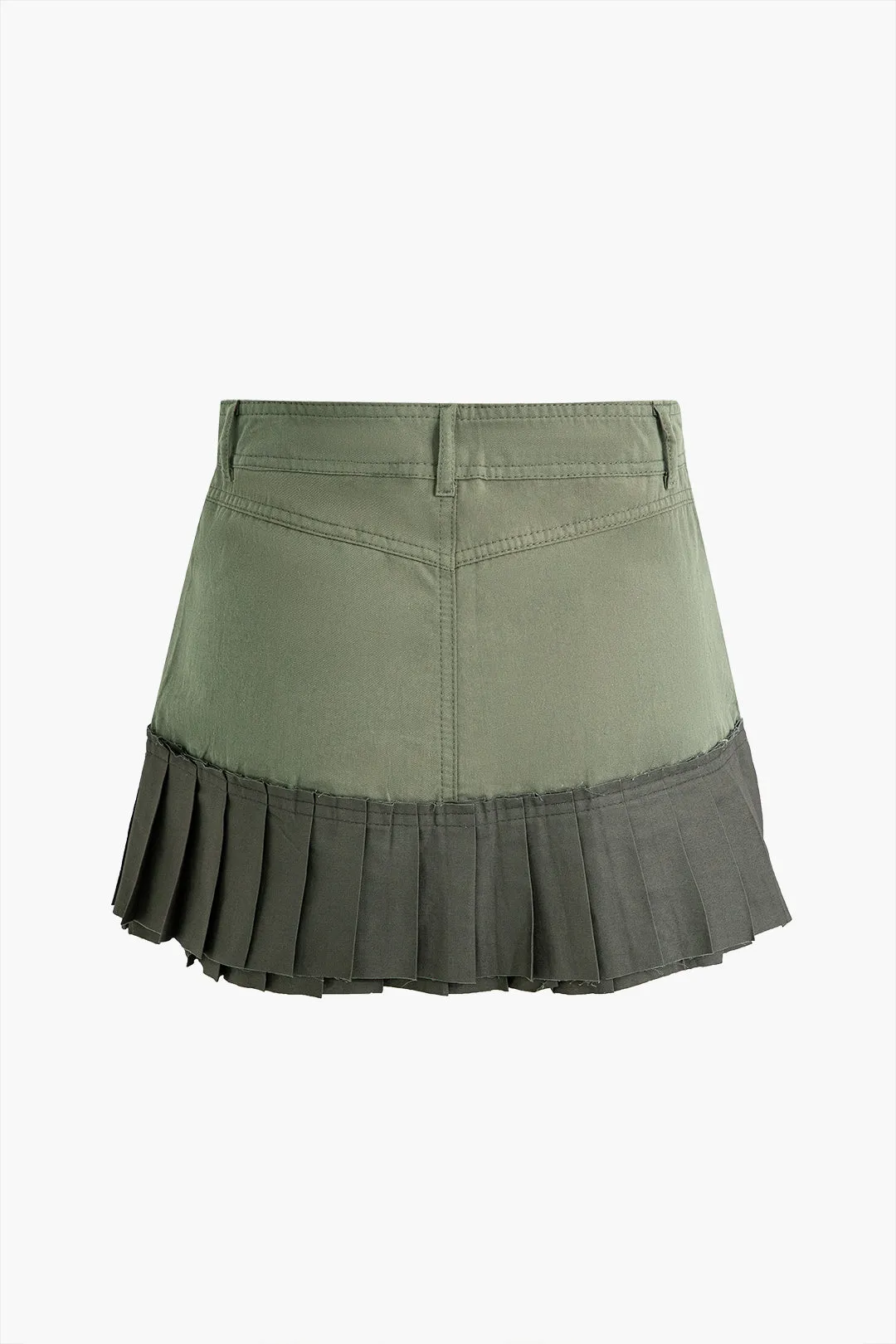 Contrast Pleated Mini Skirt