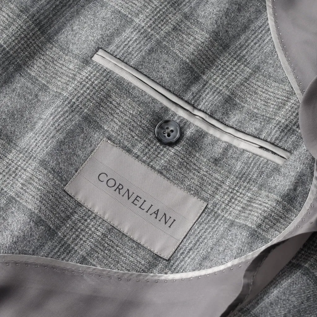 CORNELIANI Flannel Single Breasted Soft Blazer GREY