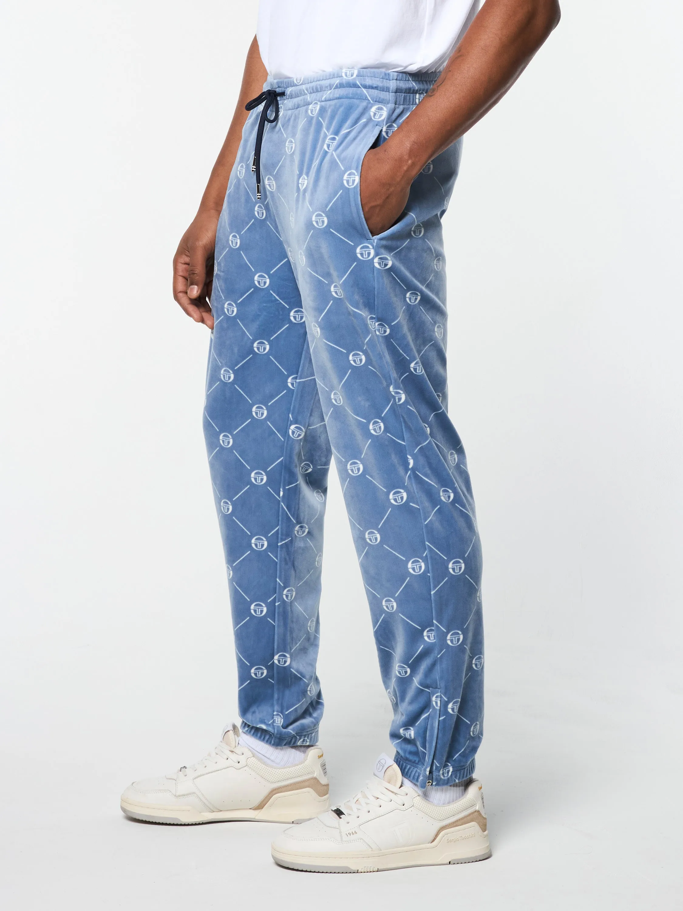 Cosimo Velour Track Pant- Faded Denim