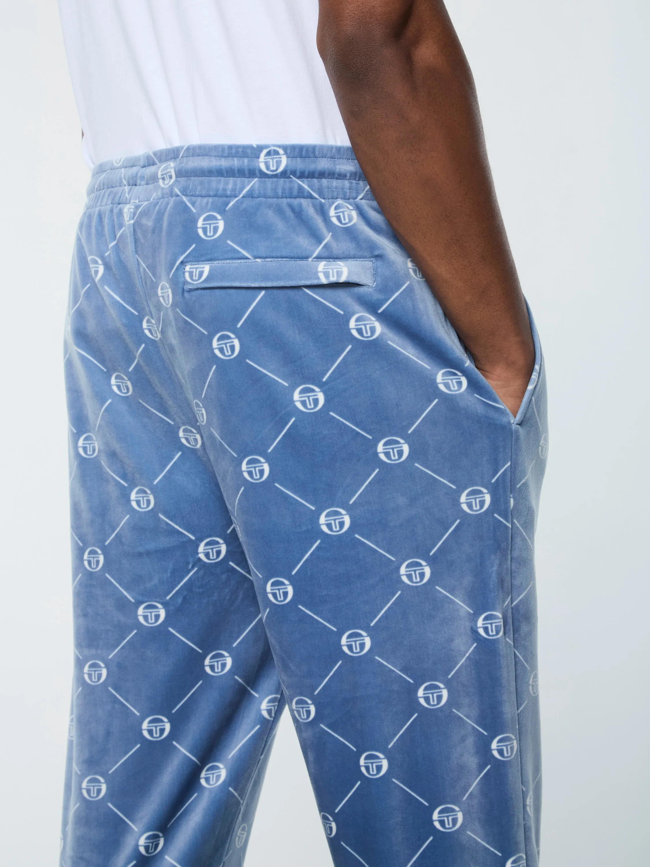 Cosimo Velour Track Pant- Faded Denim