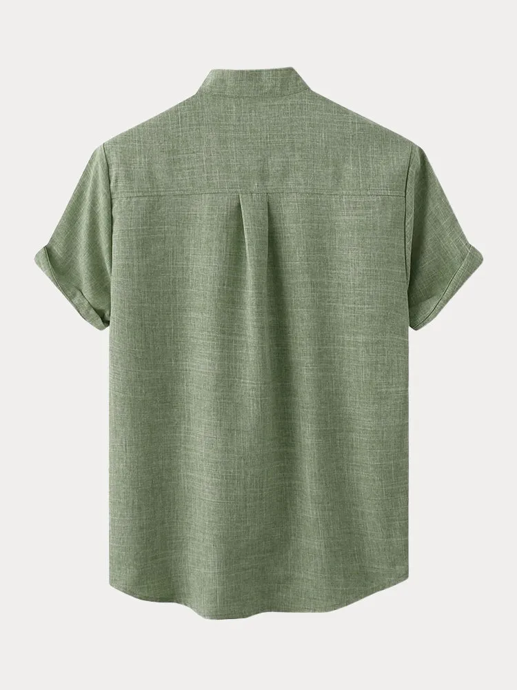 Cotton Linen Short Sleeve Simple Shirt