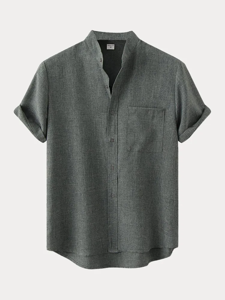 Cotton Linen Short Sleeve Simple Shirt