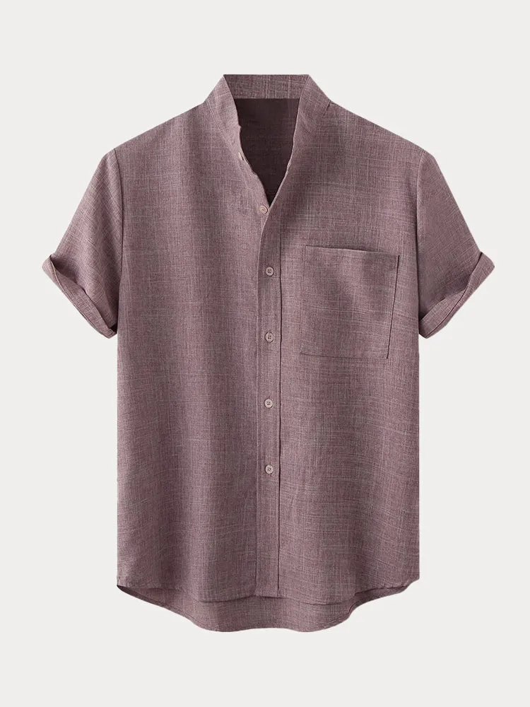 Cotton Linen Short Sleeve Simple Shirt