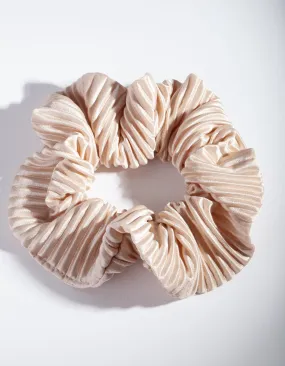 Cream Fabric Pleated Scrunchie