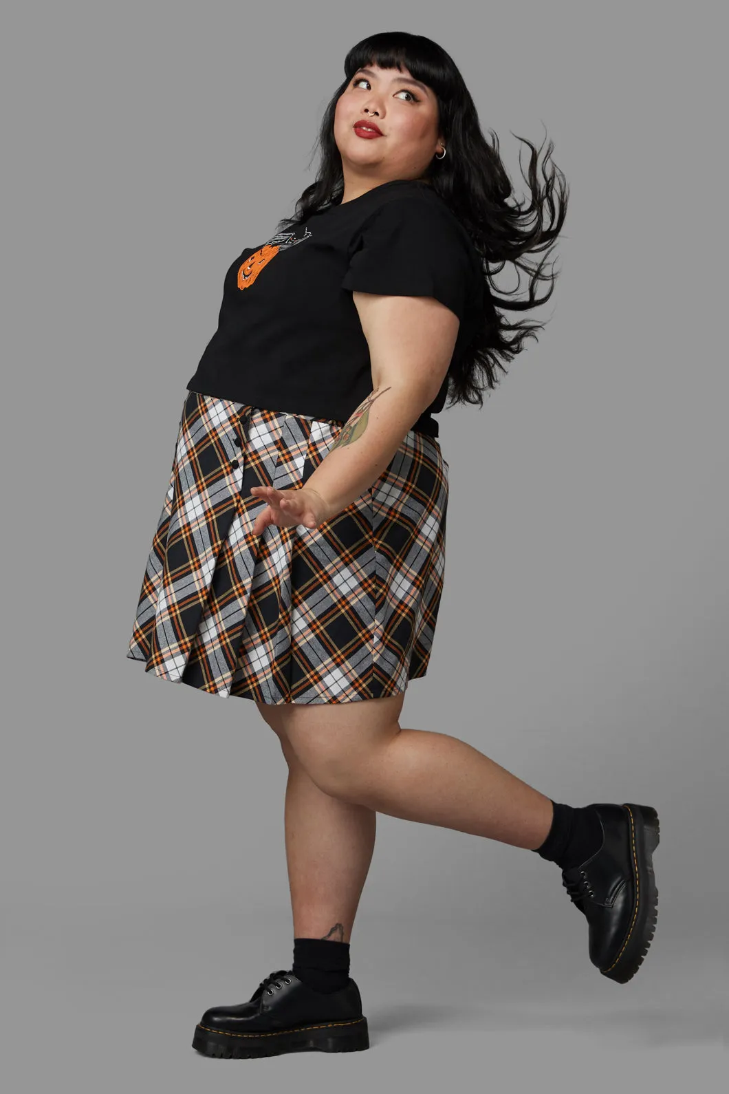 Curve Pumpkin Tartan Skirt