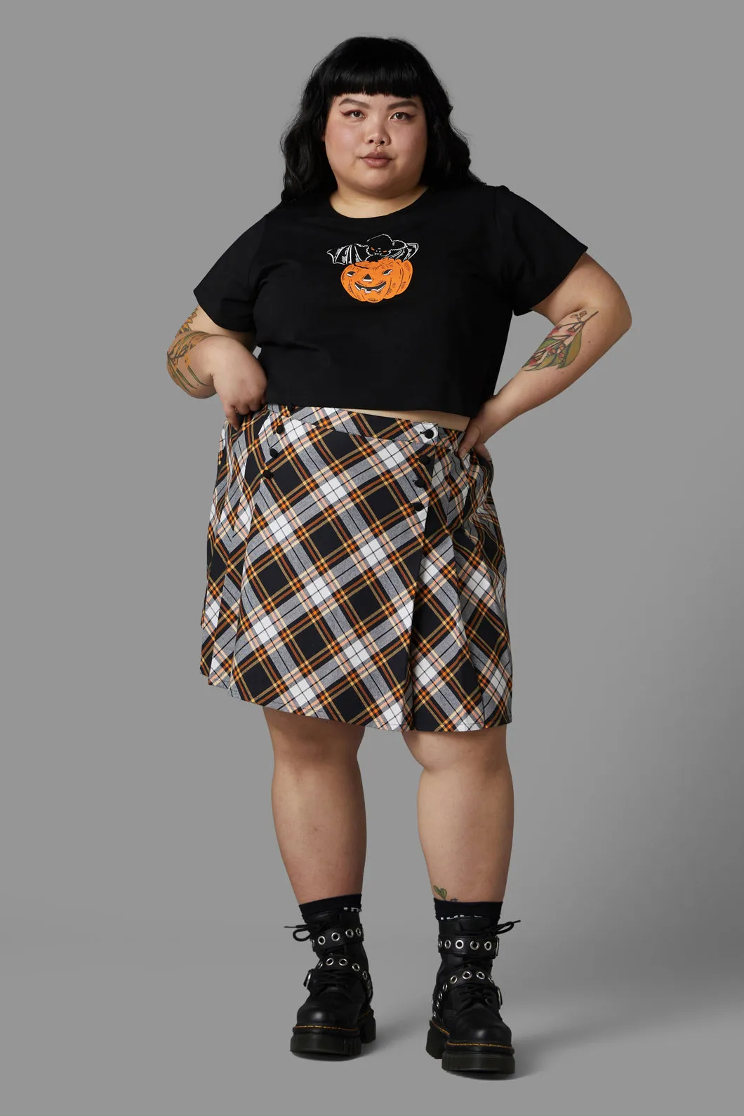 Curve Pumpkin Tartan Skirt