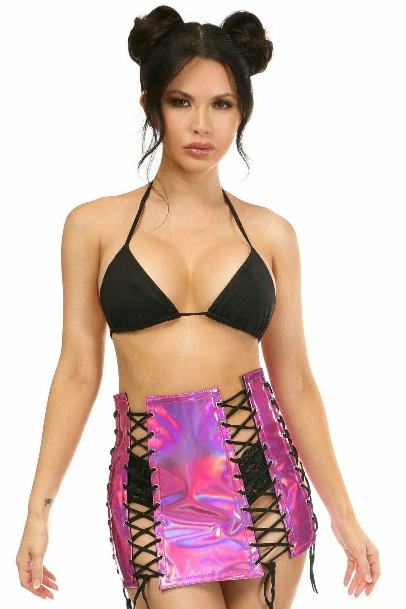 Daisy Corsets Fuchsia Holo Lace-Up Skirt