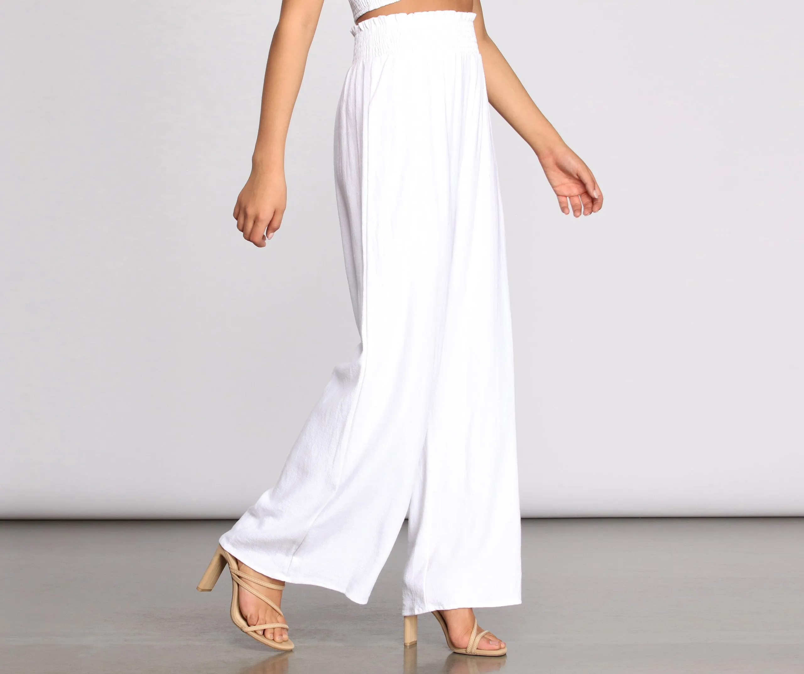 Day At The Hamptons Smocked Linen Pants