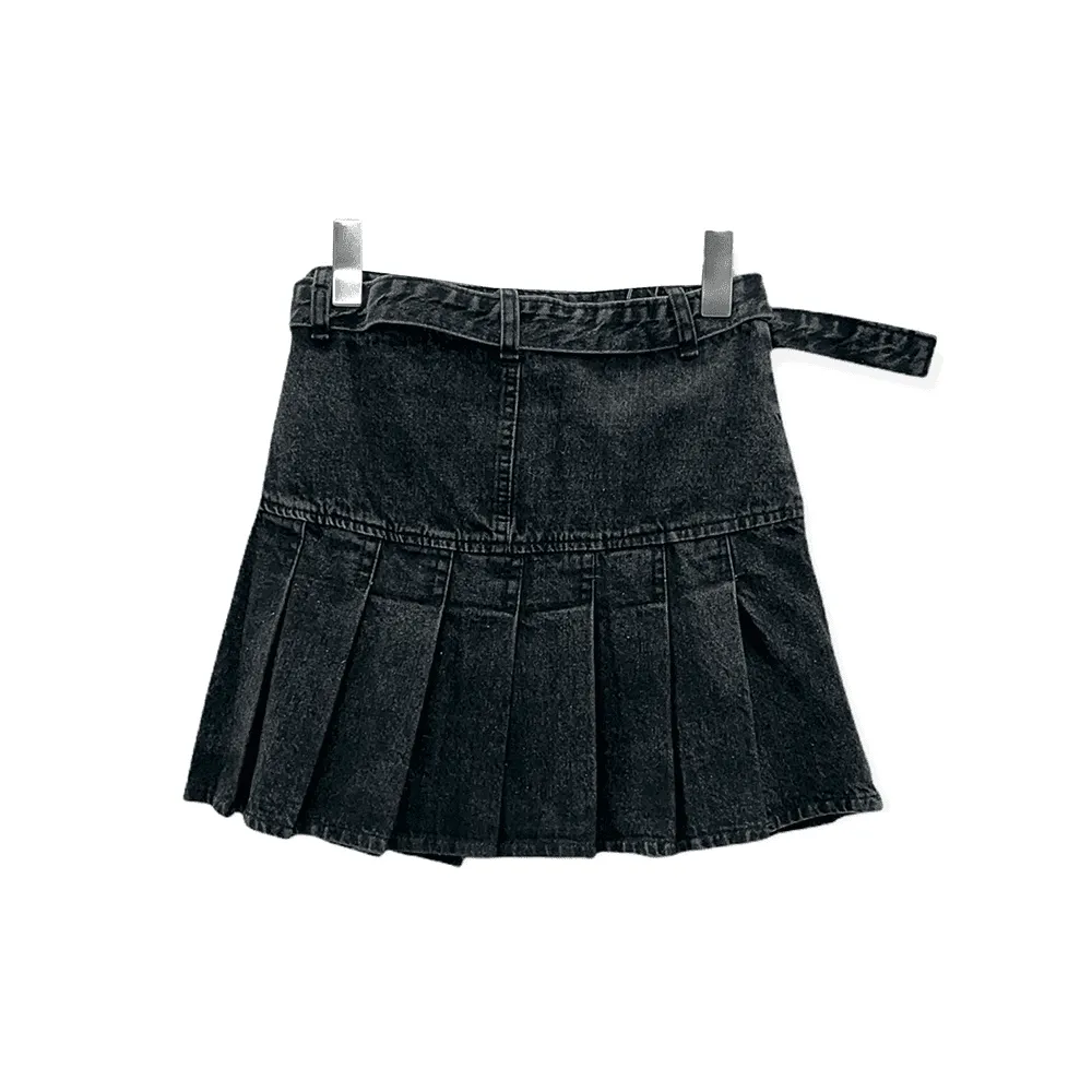 Denim Pleated Mini Skirt