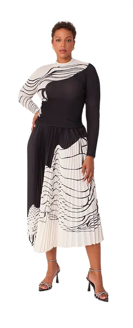 Diana Knit Printed Top and Pleated Skirt Set