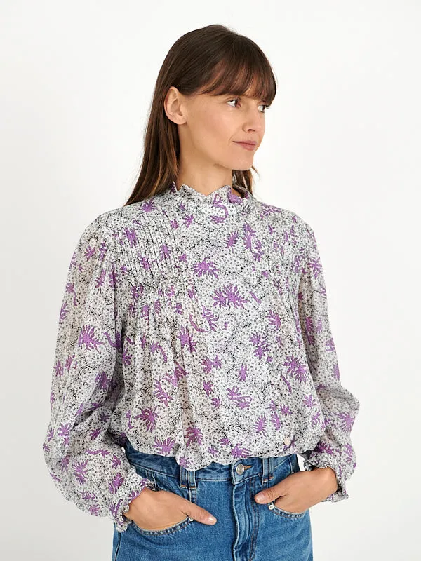 Dubna Top in Ecru/Lilac