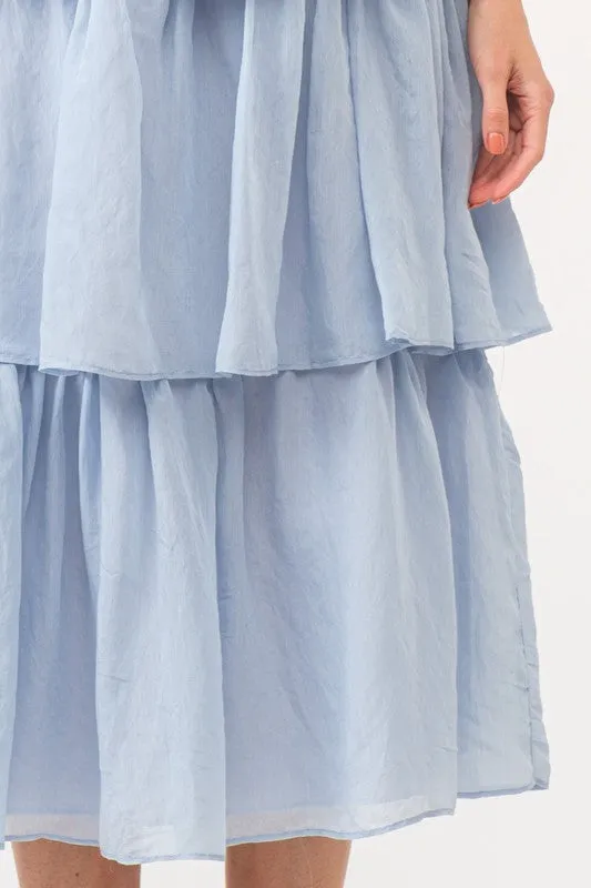 Elaine Pleated Midi Dress Blue