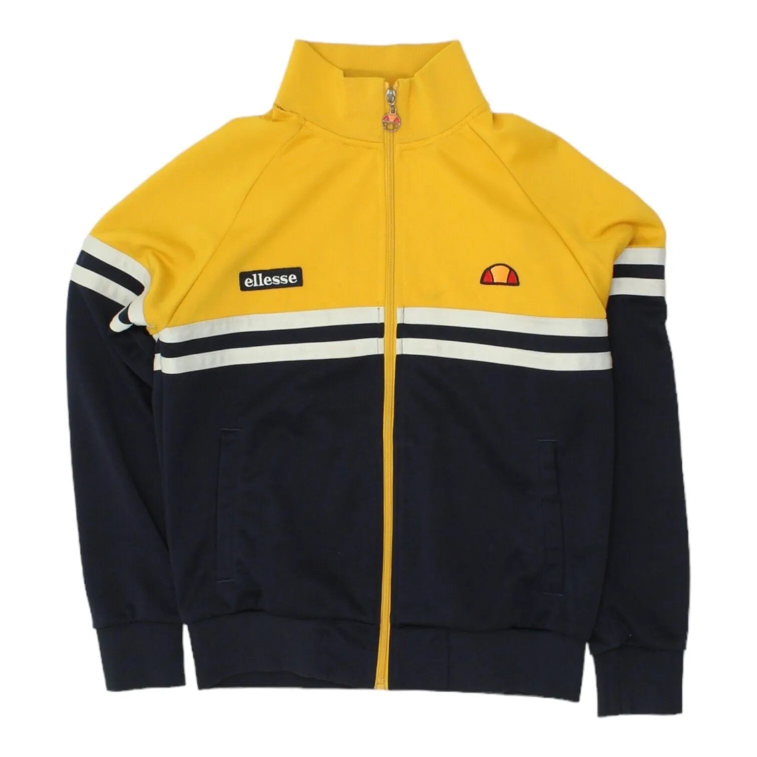 Ellesse Mens Yellow Black Track Jacket | Vintage Tracksuit Top Sportswear VTG