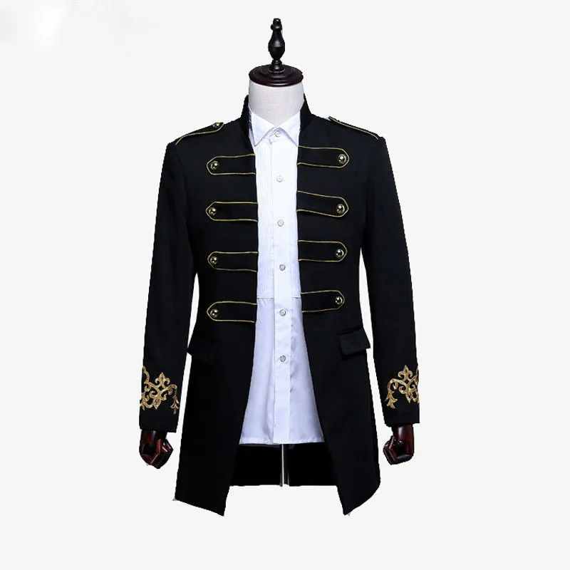 England Style with Chic Button Strap Design Men Costume Blazer