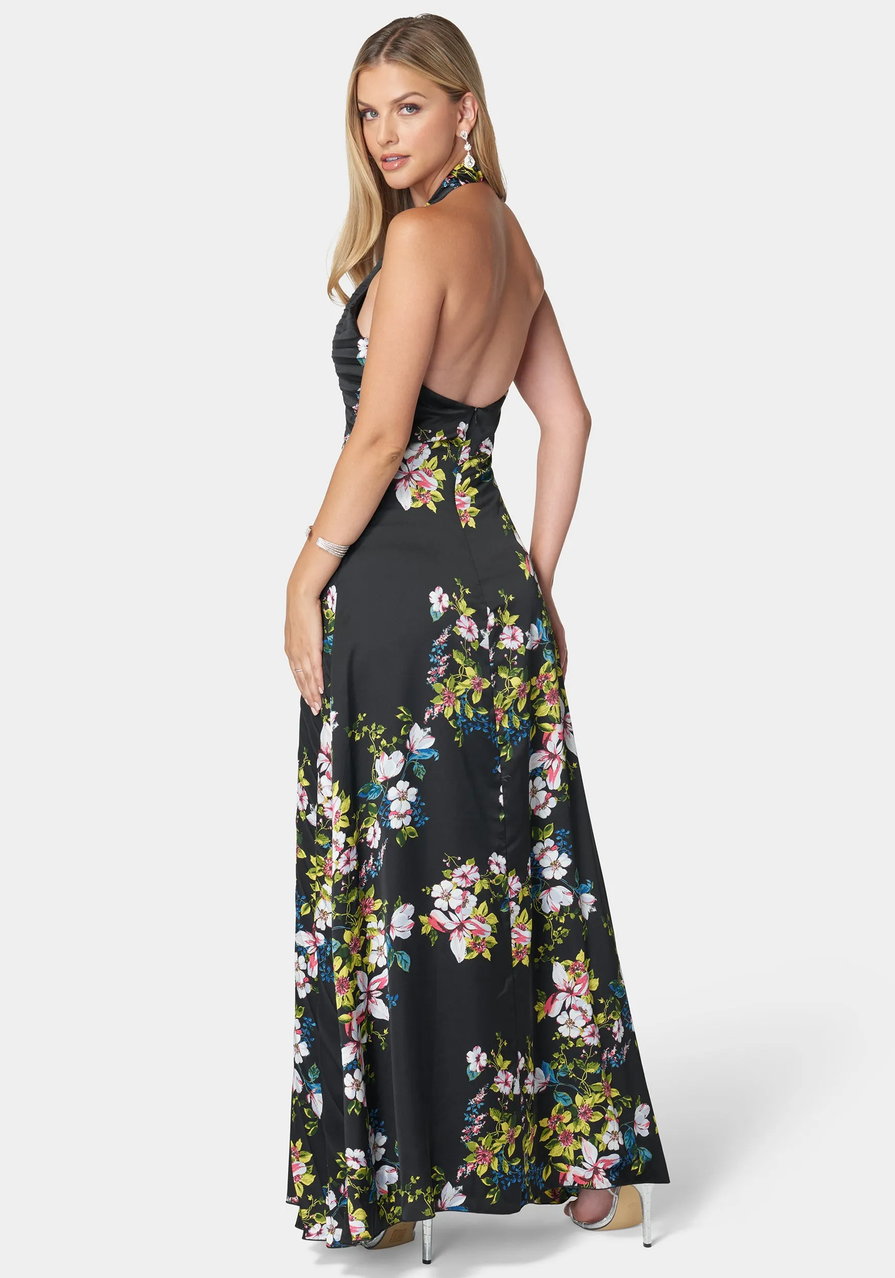 Estelle Pleated Satin Maxi