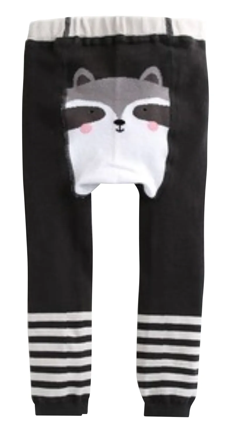 Eva & Elvin Girl's Black Tights Cotton Raccoon