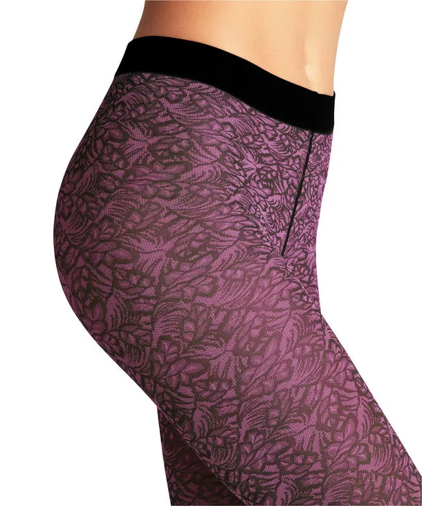 Falke Pink Paisley Tights - Orchid