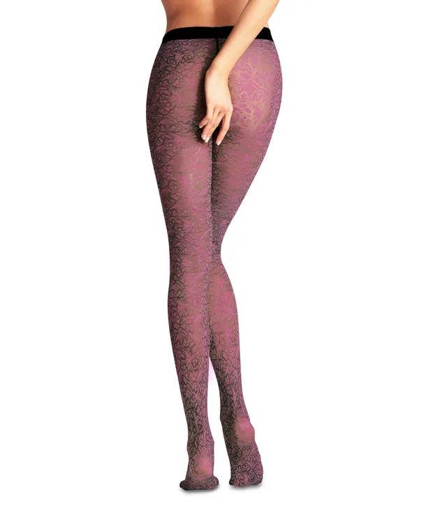 Falke Pink Paisley Tights - Orchid