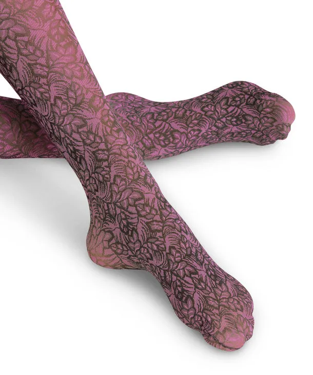 Falke Pink Paisley Tights - Orchid