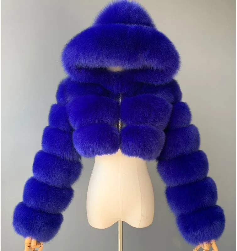 Faux Fur Jacket Faux Fox Fur Long Sleeve(AY1358)