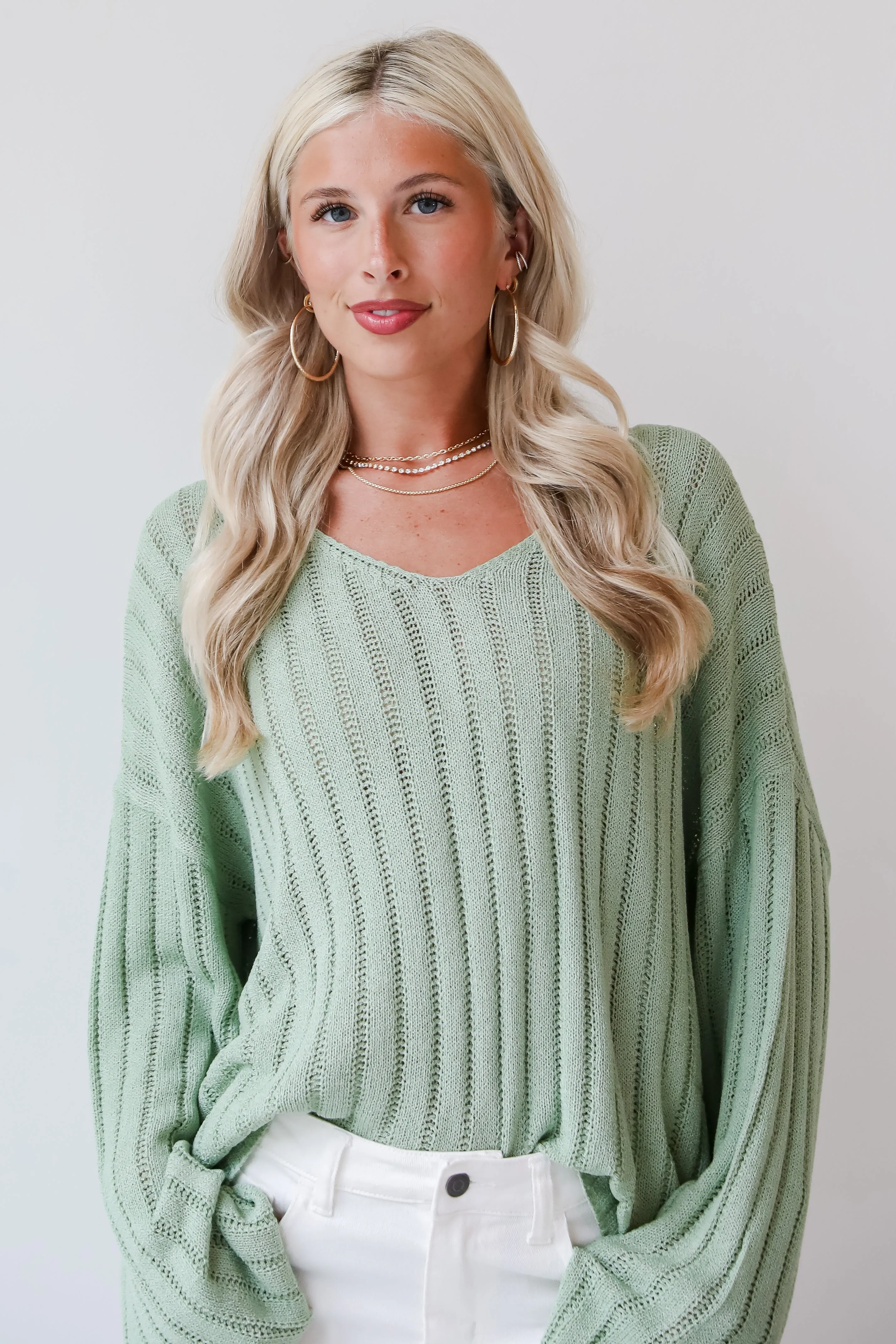 FINAL SALE - Casual Essence Sage Lightweight Knit Top