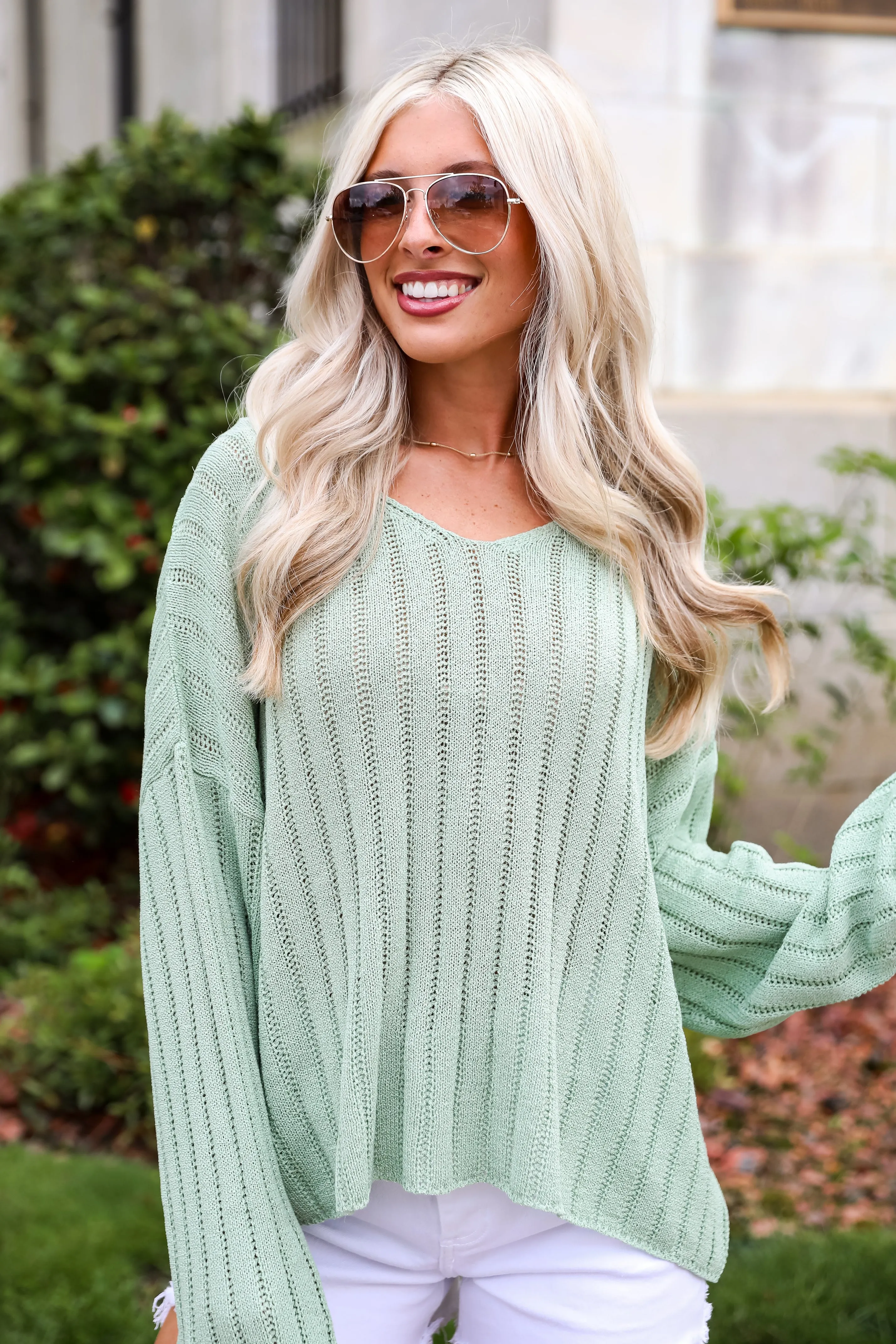 FINAL SALE - Casual Essence Sage Lightweight Knit Top